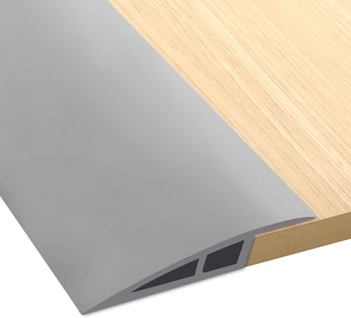PVC übergangsprofil Selbstklebend, 1m/2m Boden Übergangsleiste übergangsprofil Höhenausgleich, Übergangsleiste Boden, Geeignet für Höhen von 12mm-15mm Übergangsschiene ohne Bohren (Grau, 2m)