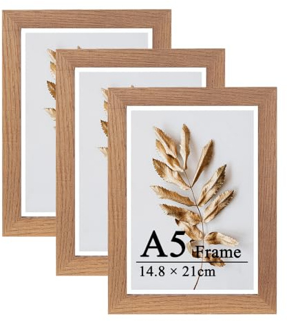 Scholar Tree A5 Bilderrahmen Braun 3er-Set, 14,8x21cm Bilderrahmen, Holzbilderrahmen für freistehend und wandmontierbar