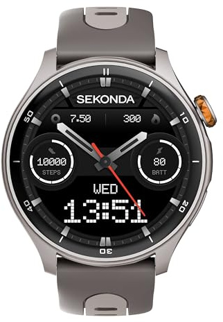 Sekonda Active Pro Mens 47mm Smartwatch Watch With Silver Case And Silicone Strap With AMOLED Dial