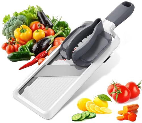 Mandoline Slicer with Comfort Grip Adjustable 3 Thickness Settings Vegetable Slicer for Salad & Fruit Cutter Chopper with Safety Handle Sharp Stainless Steel Multipurpose Kitchen Slicer Tool