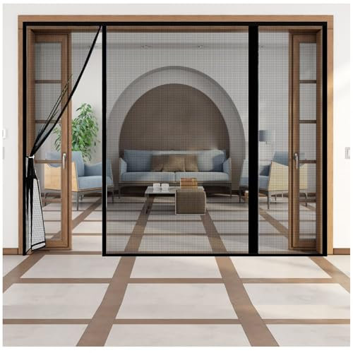 Noir Moustiquaire Magnétique pour Portes,W295xH265cm Différentes Tailles,Puissants Aimants,Fermeture Automatique,de Porte Rideau Couloirs Patio Sans Perçage