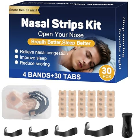 Magnetic Nose Strips with Storage Case, 30 Pack, Anti Snoring Devices for Better Breathing, Improve Sleep Quality Sweat Resistant, Skin Friendly Snore Stopper for Men & Women Universal Fit