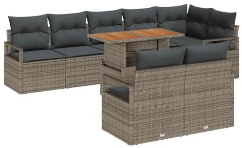 vidaXL Garten-Sofa-Set 9 STK. Grau Poly Rattan