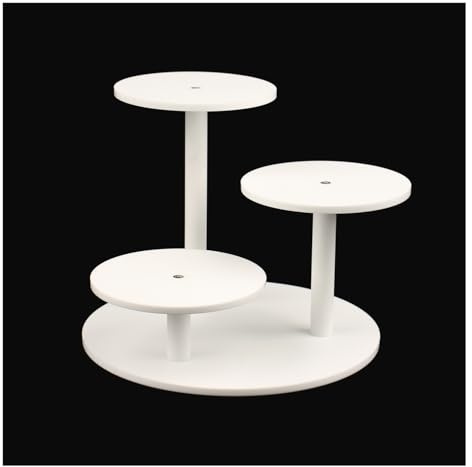 YQUQAQN White Frosted Acrylic Display Stand for Figures and Succulent Plants Small Stand 3 Tier Round Figure for Decoration 1 Pack