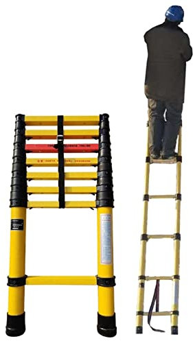 Escalera Extensible de Fibra de Vidrio, escaleras telescópicas telescópicas no conductoras de 5 m/4,5 m/4 m/3,5 m/3.0m/2,5 m/2 m de Altura con protección para los Dedos, Carga 150 kg (tamaño:
