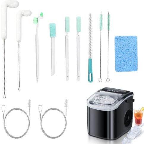 LLMSIX 12pcs Ice Machine Cleaner, Ice Maker Cleaning Kit, Countertop Ice Maker Cleaner with Scrub Sponge for Kitchen Icemaker Car Vents Tight Spaces