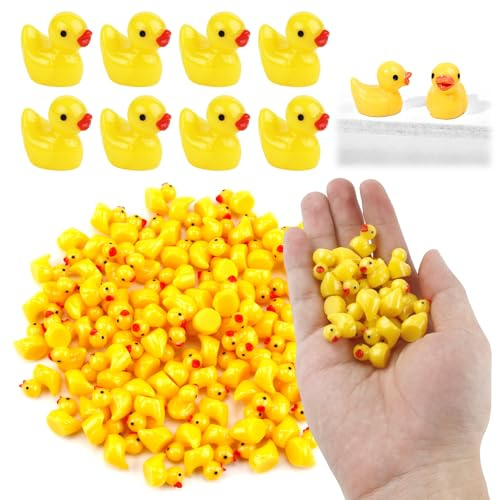 AYHYHLJZJ 100 Stück Mini Enten Harz, Kleine Resin Ducks Figuren für Aquarium, Gelbe Mini Harz Enten, Miniatur Figuren Dekoration,Mini Resin Ducks für DIY Potting, Aquarium, Miniatur-Garten(Gelb)