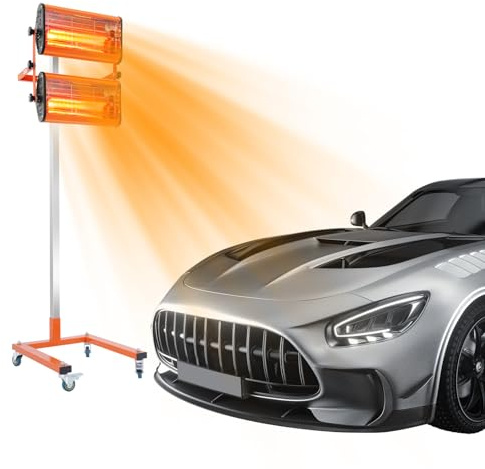 jondanecy 2000W Infrared Paint Curing Lamp 2x1000W Shortwave Infrared Spray Baking Booth Auto Body Repair Heater Lamp Drying Infrared Paint Car Bodywork Repair Lamp Dryer With Stand