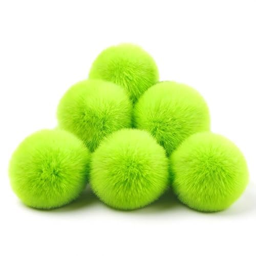 Lysjoy Ponpons, 6 Stück Pompons zum Basteln, 7cm Pompom Flauschigen Plüsch Set, Bälle Kunst Bomme, Runder Pompons für DIY Weihnachtsbäume, Kränze, Mützen, Schals, Schlüsselanhänger (Grün)
