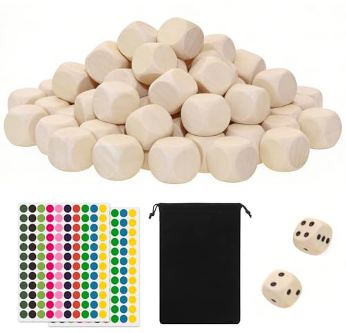 LIUYIDM Vierges 60 Pièces Bricolage en Bois Non Peints 20mm Coins Ronds