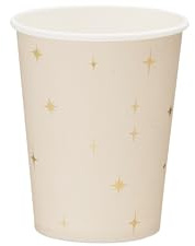 zenda club Gobelets Eid Mubarak Étoiles Or 220 ml – Lot de 6 Gobelets Papier Beige Doré – Décoration Table Ramadan Aïd El Fitr Aïd El Adha – Vaisselle Fête Orientale – Livraison Rapide
