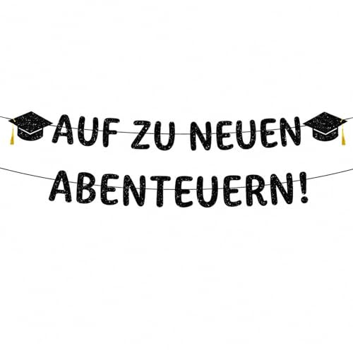 ABI 2026 Deko, Graduation Deko Glitzer Schwarz Banner, Abi Banner