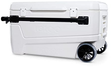 Igloo Kühlbox Glide 110 mit Teleskopgriff und großen Rädern, 104 Liter für Boot, Angeln, Camping und Freizeit