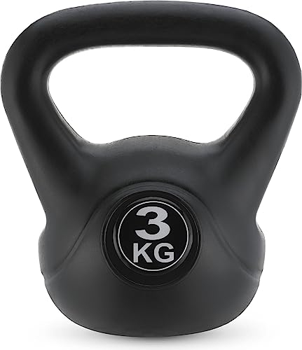 Gymtek Kettlebell 3kg, Gewichte Hantel für Krafttraining, Workout Gewicht mit Ergonomischer Griff, Kettlebell für Muskeltraining, Sport Geräte für Zuhause, Fitness, Gymnastik, Home Workout Equipment