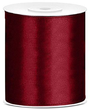 P&D Tischband Satinband weinrot Bordeaux, 25 Meter x 10 cm