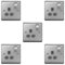 Pck of 5 x BG-Nexus-Metal Single 13A Plug Socket,Brushed Steel Finish,Grey Inserts