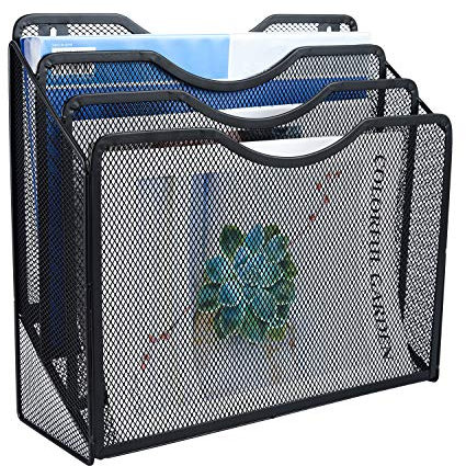 EasyPAG Desktop A4 Mesh Tray Office Desk Tidy File Holder Paper Organiser Magazine Storage Filing Rack,Black