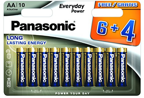 Panasonic Everyday Power Alkaline – Multipack 6 + 4 Batterien AA LR6, Rot