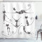 ABAKUHAUS Katze Duschvorhang, Lustige dünne gestreifte Katze, Stoffliches Gewebe Badezimmerdekorationsset mit Haken, 175 x 180 cm, Hell Grau