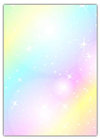 Rainbow Motiv-Briefpapier (MPA-5215, DIN A4, 25 Blatt) Regenbogen Motivpapier mit knallig bunten Farben und Sternen