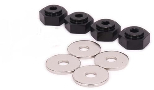 KEEDA 4PCS 12mm drehen auf 17mm Aluminiumlegierung Felgen Sechskant Adapter für 1/10 RC Car Buggy Monster Truck Kann 1/8 Reifenrad Verwenden (Schwarz)