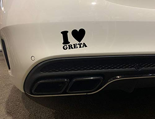 Dinger-Design Aufkleber I Love Greta Autoaufkleber Tuning Umwelt Umwelt Feinstaub Sticker JDM (Weiß)