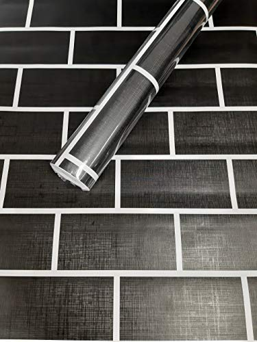 Visario Tapeten Folie 3000-S selbstklebend Schwarze Ziegel Steine Dekor 10 m x 45 cm Dekorfolie Möbelfolie Tapete 3066