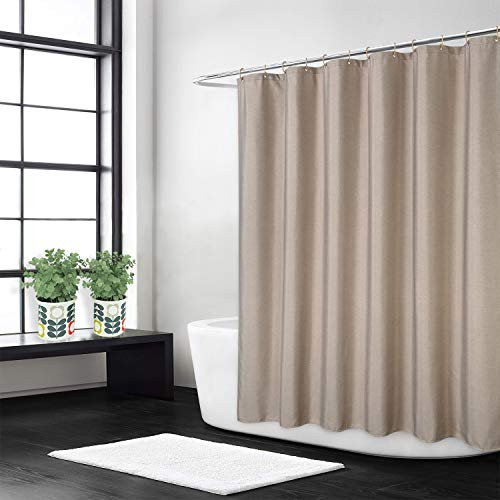 Flachs Leinen wie 240GSM Schwere extra Lange Stoff Duschvorhang mit Haken Hotel Luxus waschbar,Taupe,180x240 cm