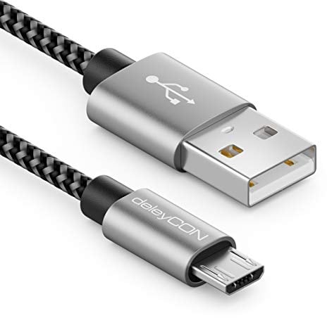 deleyCON 0,5m Nylon Micro USB Kabel Ladekabel Datenkabel Metallstecker Laden & Synchronisieren Handy Smartphone Tablet