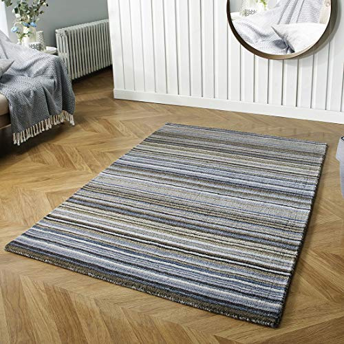 Viva Rugs Wool Rug Grey Natural HANDWOVEN Carpet for Living Room Bedroom Hallway Heavy Small Large Runner (Grey, 160x230cm (5'3x7'6))