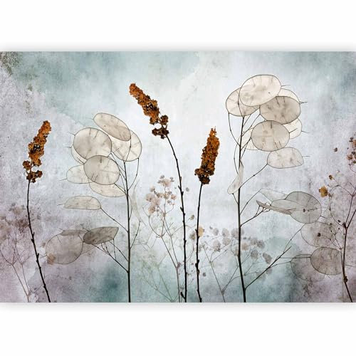 murando - Papier peint panoramique nature 350x256 cm - Revêtement mural décoration pour chambre salon - Design unique et moderne - Vert marron gris - Fleurs prairie plantes nature b-C-0811-a-a