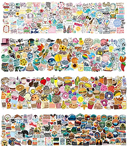 Amitorfo 400 Stück Gemischte Aufkleber Sticker Set für Laptop Skateboard Fahrrad Motorrad Koffer Wasserflasche Pad Sticker Vintage Vinyl Wasserdichte Aesthetic Aufkleber Junge Mädchen Erwachsene
