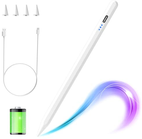 Stylus Pen for iPad A16/10/9/8/7th (2018-2025), Magnetic Pencil with Palm Rejection & Tilt Function, Compatible with iPad Pro 13/12.9/11'', Air 13/11 M2 & M3, Air 5/4/3rd Gen, Mini 6/5th(White)