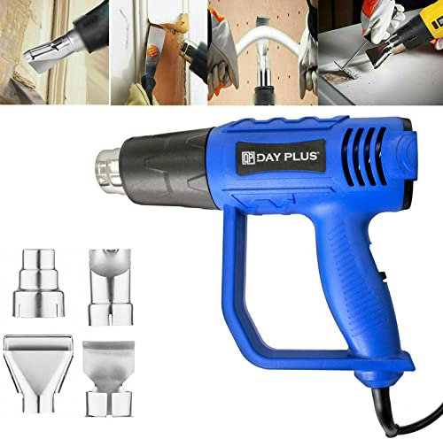 Heißluftpistole 2000W, Professional Heissluftgebläse Bausatz Heißluftfön Dual-Temperatur Einstellungen 300℃ & 600℃ mit 4 Düsen für Bastelarbeiten, Abziehfarbe, Schrumpfschlauch und PVC