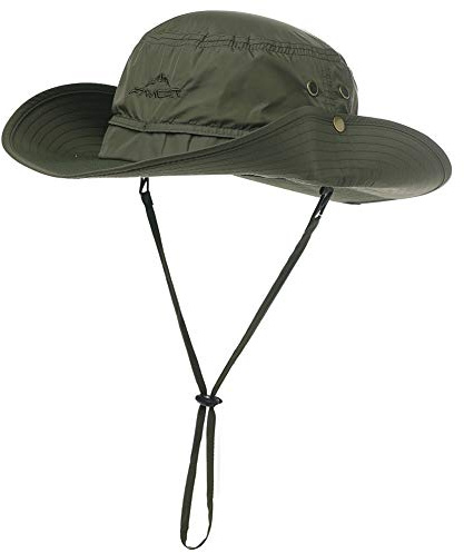 Comhats UPF 50 Sun Hats Wide Brim Summer Mesh UV Protection Safari Hat Fishing Walking Hiking Boonie Hats for Men Chin Strap Waterproof & Breathable