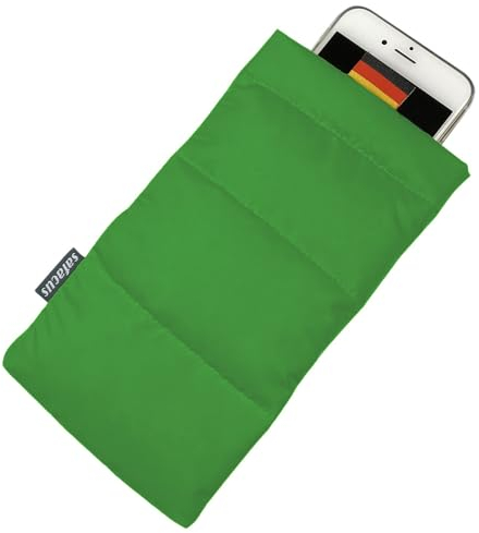 SAFACUS Thermo Handyhülle Tasche Universal Daunen Pouch Handysocke Weihnachten Geschenke für Smartphones Handy Winter Handyhülle für iPhone 14 13 12Plus X, Samsung Galaxy (grün)