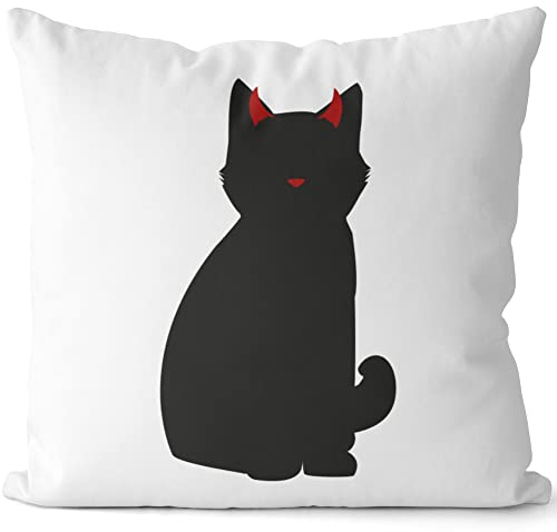JUNIWORDS Kissen, Devil Cat, Weiß-Rosa, 2-farbig (1008518)