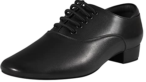 Schwarze Ballsaal-Tanzschuhe Leder Charakter Schuhe für Herren Salsa Latin Tango Dancing, Schwarz, 43 EU