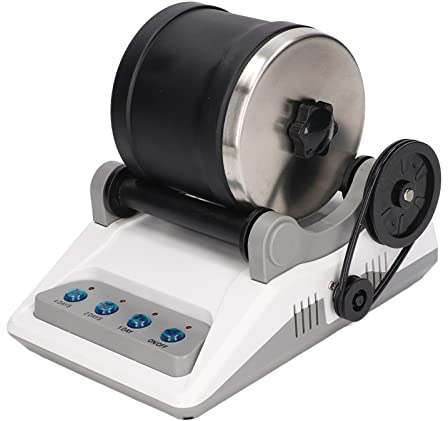 Asixxsix Rock Tumbler Kit, einfach zu bedienende professionelle Rock Polierer Low Noise Rotary Stein Polierer enthalten 4 Polierkörner, echte Rohe Edelsteine, Learning Guide für Kinder