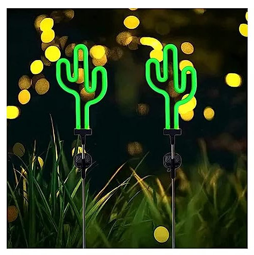 Luces de jardín de cactus solares, luces de neón for exteriores, lámpara de estaca, luz de paisaje, luces LED Iluminación de camino a prueba de agua for patio de Navidad Patio Pasarela Calzada Acera D