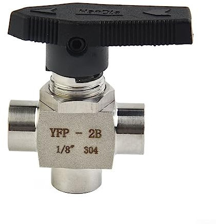 DAZZLEEX 3 Way Ball Valve, 304 Stainless Steel Inner Wire Inner Wire Ball Valve BSPP Female Thread Valve For Water Oil Gas G1/8