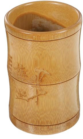 Operitacx Vintage Bamboo Pen Holder Desk Organizer Carving Pen Holder for Office Home Stationery Storage Random Style