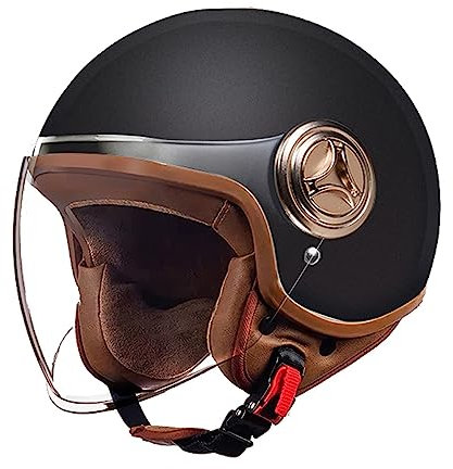 BGGNG Casque Moto Demi-Jet Homme ECE Homologué Casque Semi-Ouvert Casque Jet Urbain Casque Moto Et Scooter Compact Femme Adulte avec Anti Scratch Visiere B,54-61CM