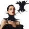 GAROMIA Feder Kragen Schwarz Halskette Halskette mit Federn Gothic Viktorianische Damen Feder Schwarz Schalkragen Poncho Kragen Gothic Feder Rabe Hexe für Halloween Kostüm Rollenspiel Cosplay Party
