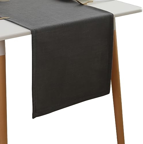 Simurq Tischläufer Leinenoptik - Lotuseffekt | Wasserabweisende & Abwaschbare tischläufer modern | Pflegeleicht & fleckenabweisend | tischläufer grau - Anthrazit Table Runner (Farbe: Grau, 40x180 cm)