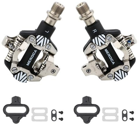 Meteorolite Mountainbike SPD Pedale, Schwarz/Rot/Dazzle Aluminiumlegierung versiegelte Clipless-Pedale, kompatibel mit Shimano SPD Typ Cleats Easy Clip in oder Out, Dual Platform MTB Pedale