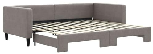 vidaXL Tagesbett, Sofabett Ausziehbar, Gästebett Schlafsofa für Schlafzimmer Wohnzimmer, Ausziehbett Sofa Bettsofa, Taupe 90x200cm Stoff