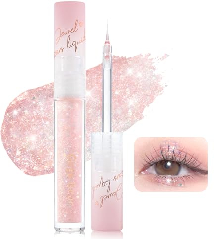 Erinde Liquid Glitter Eyeliner, Flüssiger Metallic Eyeliner Pen, Shimmer Glitzer Eyeshadow Liner, Highly Pigmented & Wasserdicht Coloured Eye Liner Pencil, Korean Augen Highlight Makeup