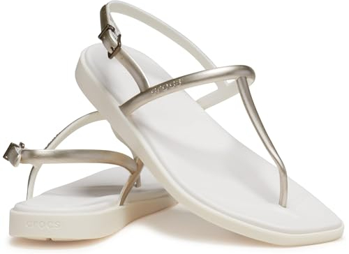 Crocs Damen Miami Zehensandalen flach, Metallische Kreide, 39 EU