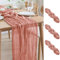 Asee'm 3PCS Tischläufer Käsetuch 300 x 90cm Dunkle Rose Boho Transparente Läufer Tisch Hochzeit Gaze Stoff Rustikale Käse Tuch für Braut Dusche Party
